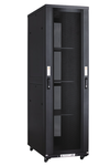 Rack serie Alto - 800x1000x42U deux portes métal noir, 3 étageres, 4 ventilos, 2 rangements de cables, prise francaise