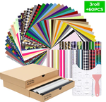 Assortiment de vinyls pour transfert thermique (60 pcs et 3 rouleaux)